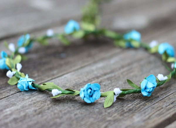 Blue Flower Crown Hair Garland Coachella Floral Crown | Wedding Flower Crown 